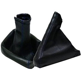 Aerzetix - Pair of gaiter gear lever and handbrake .Color: black with blue stitching.