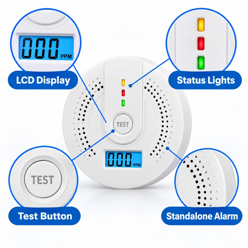 Standalone Carbon Monoxide Detector with LCD Display – CO Gas