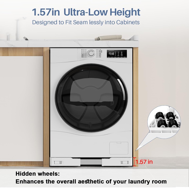 Adjustable Appliance Rollers Heavy Duty, Mobile Mini Fridge Stand Washer