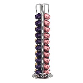 For Nespresso Carousel Holds 40 Capsules, Ninyoon OriginalLine Pod Storage Beautiful Pod Holder Coffee Bean Dispenser Storage Rack Holder, 360 Degree Rotation, Elegant
