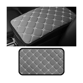 HZEL Car Center Console Cushion Pad, PU Leather Vehicle Armrest Protection Cover, Waterproof Automotive Interior Arm Rest Seat Box Mat Accessories, Universal for SUV, Sedan, Truck (Gray)