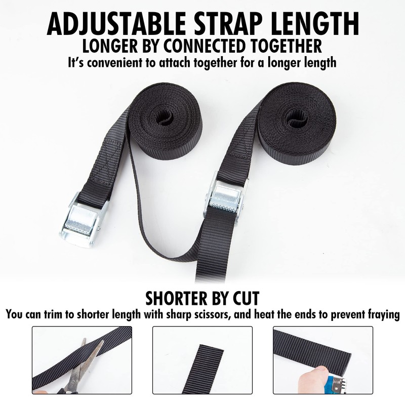 Cartman 1" x 12' Lashing Straps Cargo Tie-Down Strap Up