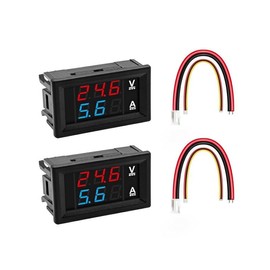 Podazz 5 PCS Digital Voltmeter Ammeter,DC 100V 10A Blue Red Dual LED Display Current Voltage Meter with Connect Wires for Car Boat Motorcycle