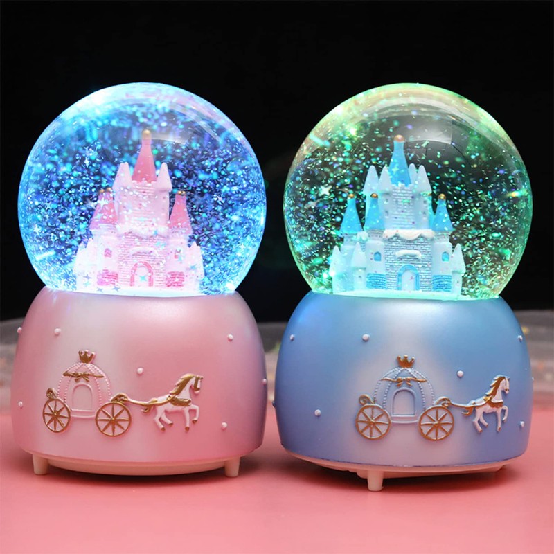Light Up Musical Snow Globe Rotating Crystal Ball Music Box