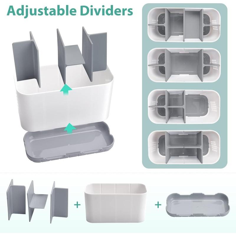 Toothbrush and Toothpaste Holder Drainage for Bathroom Countertop with Adjustable