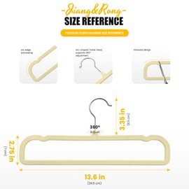 Jiang&Rong 30-Pack Velvet Pants Hangers, Space Saving Slim and Ultra-Thin Non-Slip with 360° Rotating Hooks Felt Hangers, Strong Load-Bearing Capacity Hangers(Beige)