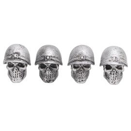 4PCS Tire Valve Caps Skull Style Anti Oxidization Universal for Cars Trucks Bicycles Motorcycles BikesSilver
