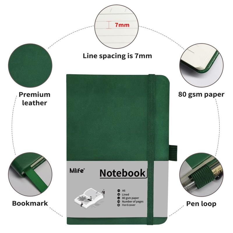 Mlife A6 Small Journal Notebook, 192 Pages, A6 Notebooks, Mini