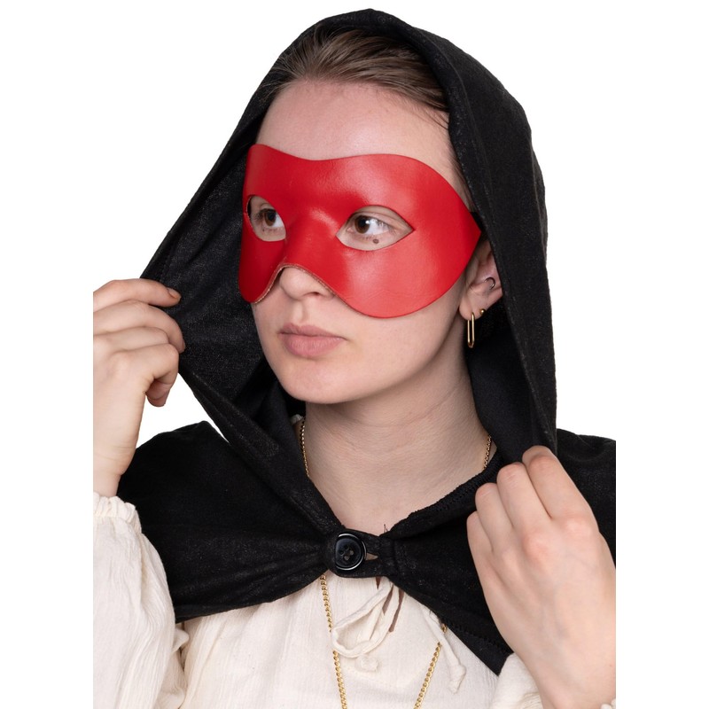 Andracor Venetian Mask - Colombina Liscia Red Venetian Leather Mask