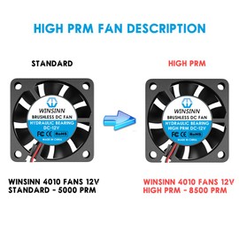 WINSINN 40mm 12V Fan - Hydraulic Bearing High Speed 8500 RPM 4010 Cooling Fan Replacement for 3D Printer/DVR/PC/Electronics, 30cm Cable with XH2.54-2PIN, Brushless 40x10mm (5Pcs)