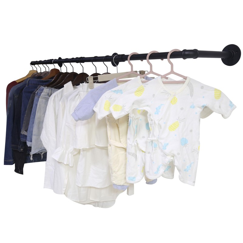 WEBI Clothing Rack Wall Mount,65" Industrial Pipe Clothes Rack for