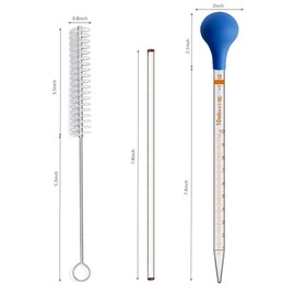 Pack of 6 10 ml Glass Scale Graduated Dropper Droppers Dropper Lab Pipettes Dropper Liquid Pipette with 6 Rubber Caps with 1 Piece Drop Brush and 2 Pieces 20 cm Glass Stirring Rod (6)