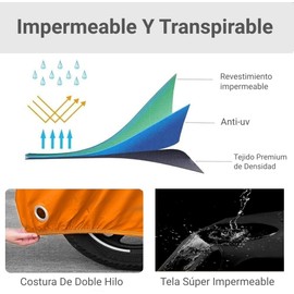 Funda para Moto Impermeable, 190T Tela Oxford Cubierta de Motocicleta, Calidad Impermeable Sol Protección, Motocicletas Vehículo Cubierta de la Motocicleta con 2 Lock-Holes&3 Tiras Reflectantes