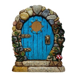 Miniature Fairy Door for Trees, Wood Outdoor Decoration, Kids Room Wall Sculpture with Hollow Window Design, for Fairy Garden Accessory and Yard Art (02)