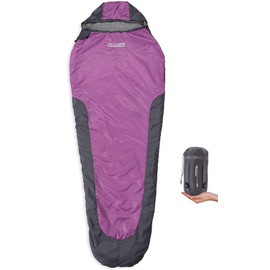 Lumaland Outdoor Where Tomorrow Classic Sleeping Bag 230 x 80 cm or Small & Light 220 x 80 cm, Ultralight 700g incl. Packsack - small pack size - camping tent accessories - mummy sleeping bag, purple