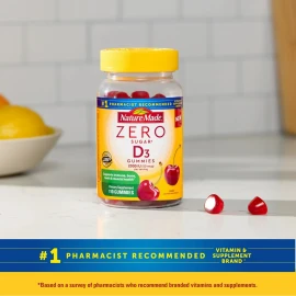 Nature Made Zero Sugar Vitamin D3 Gummies, Sugar Free Gummies, 110 Count