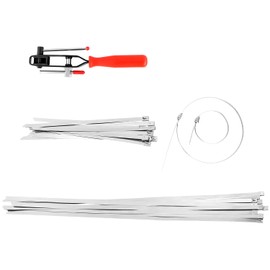 QWORK Auto Joint Banding Boot Axle Clamp Pliers with 20PCS Stainless Steel CV Joint Boot Band Clamps, Auto/ATV CV Axle Clamp Tool Kit Includes 10 Small and 10 Large Clamps