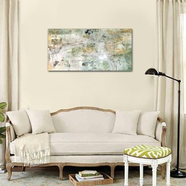 NINEASO Brown Green Abstract Wall Art - Unearthed World Abstract Canvas Pictures Wall Decor Modern Abstract Canvas Painting Artwork for Living Room Bedroom Home Office Wall Decorations 29" x 58"