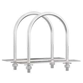 FOCMKEAS 2 Sets 304 Stainless Steel Round Bend U-Bolts 1.65"(42mm) Inner Width 2.44"(62mm) Length M6 with Nuts, Frame Plate, Washers, Accessories for Boat Trailer Axle Sailboat Trailer