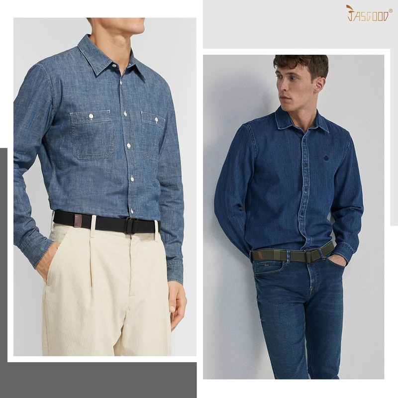 JASGOOD Men Canvas Fabric Belts Casual Web Cloth Belts with