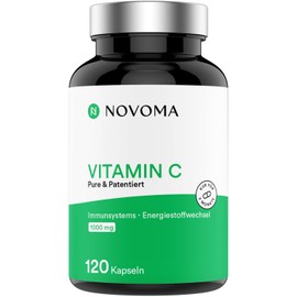 Vitamin C Quali®-C | 1000 mg Pure Vitamin C per Daily Dose | Ascorbic Acid High Dose | For Immune System & Vitality | 120 Vegan Capsules | NOVOMA (ex Nutrivita)