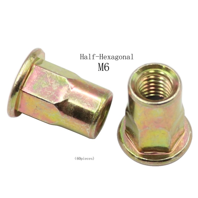 LBY 60pcs Carbon Steel Rivet Nuts, M6 Thread Insert Nutsert