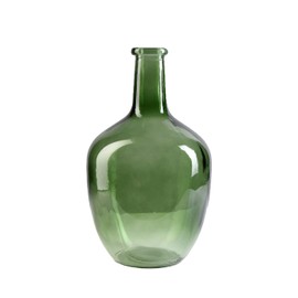 Serene Spaces Living Olive Green Bottleneck Glass Vase - Elegant Vintage Floor Vase for Long-Stemmed Floral Arrangements, 7.48" Diameter & 12" Tall (Pack of 1)