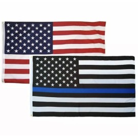 3'x5' Thin Blue Line Police Lives Matter Law Enforcement + American USA US Flag