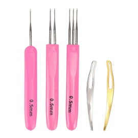 5Pcs Dreadlock Crochet Hooks for Hair 3 Hooks with Different Designs 2 Hair Locking Tools for Braiding Weaving Interlocking Locs 0.5mm Needles DIY Sty