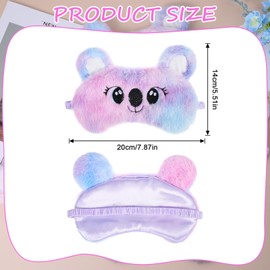 Oruola 4pcs Sleep Mask Kids,Kids Eye Mask,Cute Koala Sleep Masks,Comfortable Sleeping Masks Plush Blindfold Satin Back Faux Fur for Kid Women Men Travel Nap 4 Color
