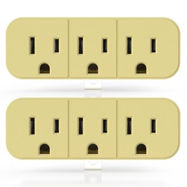 ELEGRP 2 to 3 Prong Grounded Triple Outlet Extender, Adapter Converters for Wall Outlets, Portable Polarized Wall Plug Splitter With 3 AC Outlets, ETL Listed, 2 Pack
