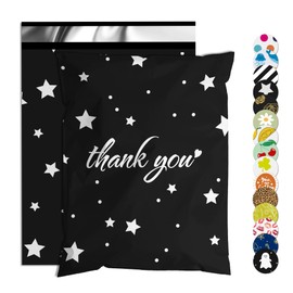 Jowlroel Thank You Poly Mailer 10x13 Inch 25 Pcs, Waterproof and Tear-Resistant Shipping Bags for Clothing, Strong Mailing Bags with Self-Seal, Stars Printed Packaging Bags for Small Business