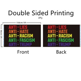Double Sided Anti-lies Anti-hate Anti-racism Anti-fascism Flag 3 Ply 3x5 Feet Patriotic Flags for Outdoor