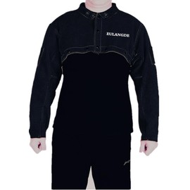 EULANGDE Premium Heat Resistant Leather Welding Cape Sleeve,Adjustable Cuffs, Adjustable Collar for Men and Women (Black, Medium)