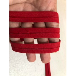 Single Fold Bias Tape Bias 1/2" x 5 Yards Polyester Fabric Quilt Binding Ribbon for Binding,Sewing, Quilting, Piping, Seaming, Hemming, DIY Craft Repair Replace Home Garment (Red - Length 5 Yards)