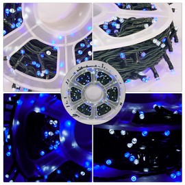 FUNPENY 164FT 500 LED Hanukkah String Lights, 8 Modes Waterproof Plug in Indoor Outdoor Green Wire Light for Jewish Judaism Passover Rosh Christmas Party Decor, Blue & White