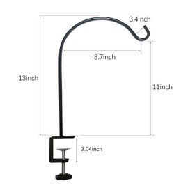 Deck Hook for Railing 4 Pack Deck Bird Feeder Pole with 2.04 Inch Strengthened Clamp for Hanging Bird Feeders, Lanterns, Wind Chimes, Flower and Plant Baskets