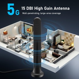 5G Antenna LTE Band 15dBi SMA TS9 Antenna External Omnidirectional Network Antenna with Magnetic Base 4G Signal Booster Omnidirectional with RG174 Cable, WiFi Antenna for/4G/5G/GSM/GPRS Router-2pcs