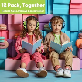 Floriogra 12 Pack Noise Canceling Headphones for Kids, Kids Ear Protection Earmuffs for Autism, Toddler, Children, Noise Cancelling Headphones Sound Proof Earmuffs for Concerts, Air Shows, Fireworks