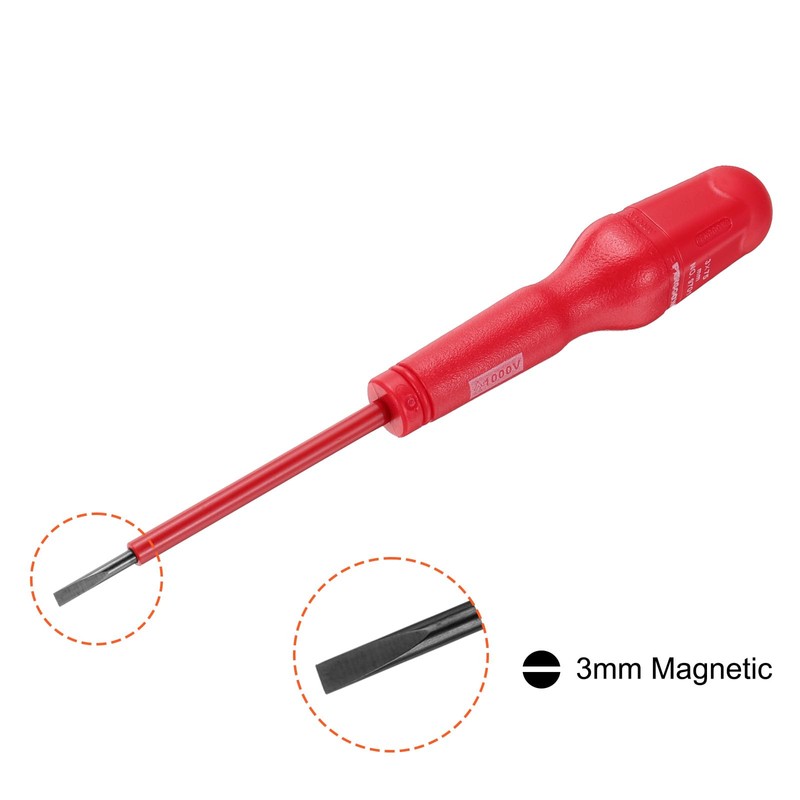sourcing map 4pcs 1000v Insulated Electrician Screwdriver 3x75mm CR-V Magnetic