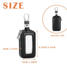 Wenyue Key Case Leather Car Key Fob Bag Genuine Leather Car Key Cover Car Key Bag with Hook Multifunctional Mini Coin Bag Key Case for Car Keys, black