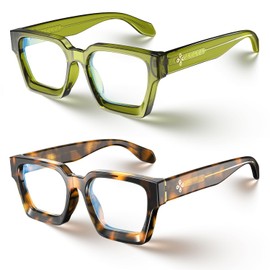 VISOONE 2 Pack Blue Light Blocking Glasses Rectangle Frame and Chic Preppy Look for Women Men RIVER