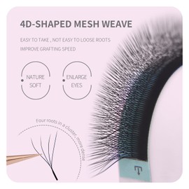 ANNAFRIS Premade Fan Lash Extension 4D W 0.07 D Curl 9-13mm Pre Made Russian Volume Eyelash Hand Woven Lash Soft Faux Mink False Lashes(4D，W，0.07，D Curl,9-13mm MIX)