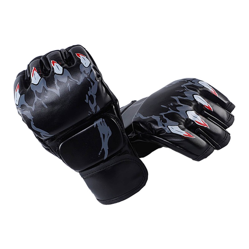 Fighting Gloves Black Tiger Paw Design Thickened Leather Latex Liner