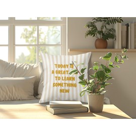 BILLAION Positive Affirmation Classroom Pillow Cover 18x18, Today is a Great Day to Learn Something New Striped Decorative Throw Pillow Cover Case for Classroom School Office Home