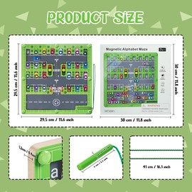 AOTISBAO Magnetisches Alphabet Labyrinth Brett Holz Vorschule Montessori Spielzeug Alphabet Puzzle Feine Motor Spielzeug Portable Alphabet Lernspielzeug für 3+ Jahre alte Jungen Mädchen