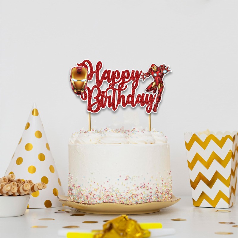 Seyal® Irn Man - Decoración para tarta de feliz cumpleaños