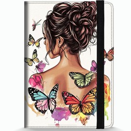 ZXYBNMLE Passport Holder Wallet Cover Case,RFID Blocking Passport Cover,Large Capacity Travel Wallet with Multi Card Slots (Butterfly Girl Watercolor Art)