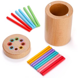 Nagpew Wooden Montessori Sticks, 8 Colors Sorting Toys for Toddlers Age 1 2 3, Educational Fine Motor Developmental Sensory Matching Game for Toddlers Kids Boys Girls