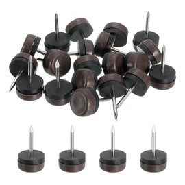 uxcell Nail on Furniture Sliders, 24Pcs Plastic Chair Glides Nail in Chair Leg Floor Protectors Round Chair Table Feet Leg Pads for Hardwood Floors (Brown, 18mm/0.71")